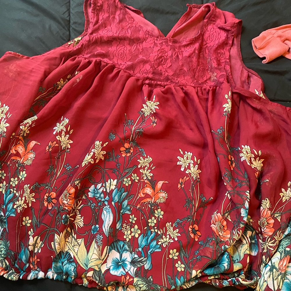 Never worn silk red top